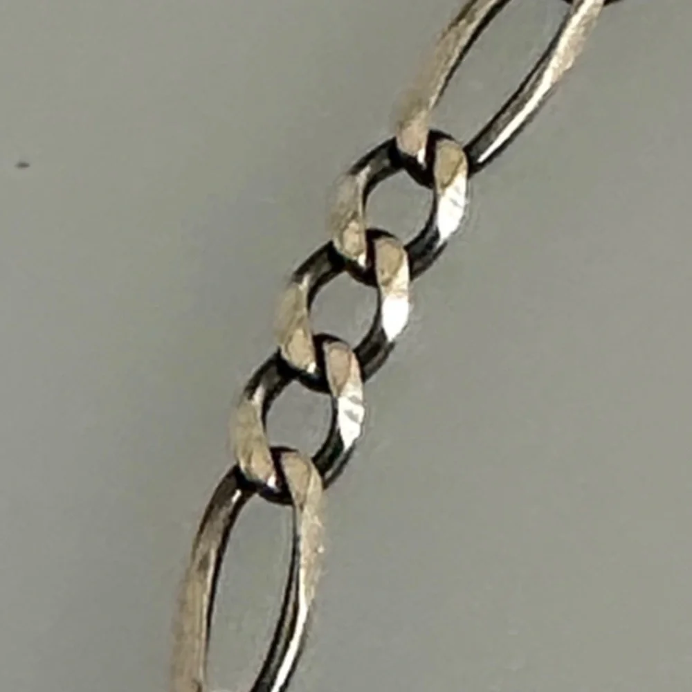 925 sterling silver Figaro Chain Bracelet in Silver Tone​​